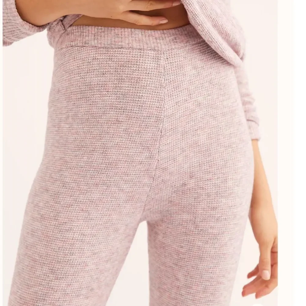 NWT Free People Think Thermal Knit Leggings -Pink - Picture 3 of 5